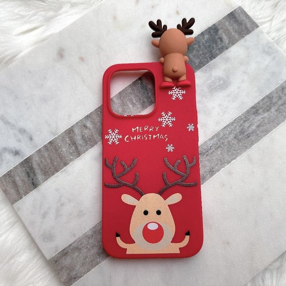 iPhone 14 Pro Cute Reindeer Case - Picture 1 of 3
